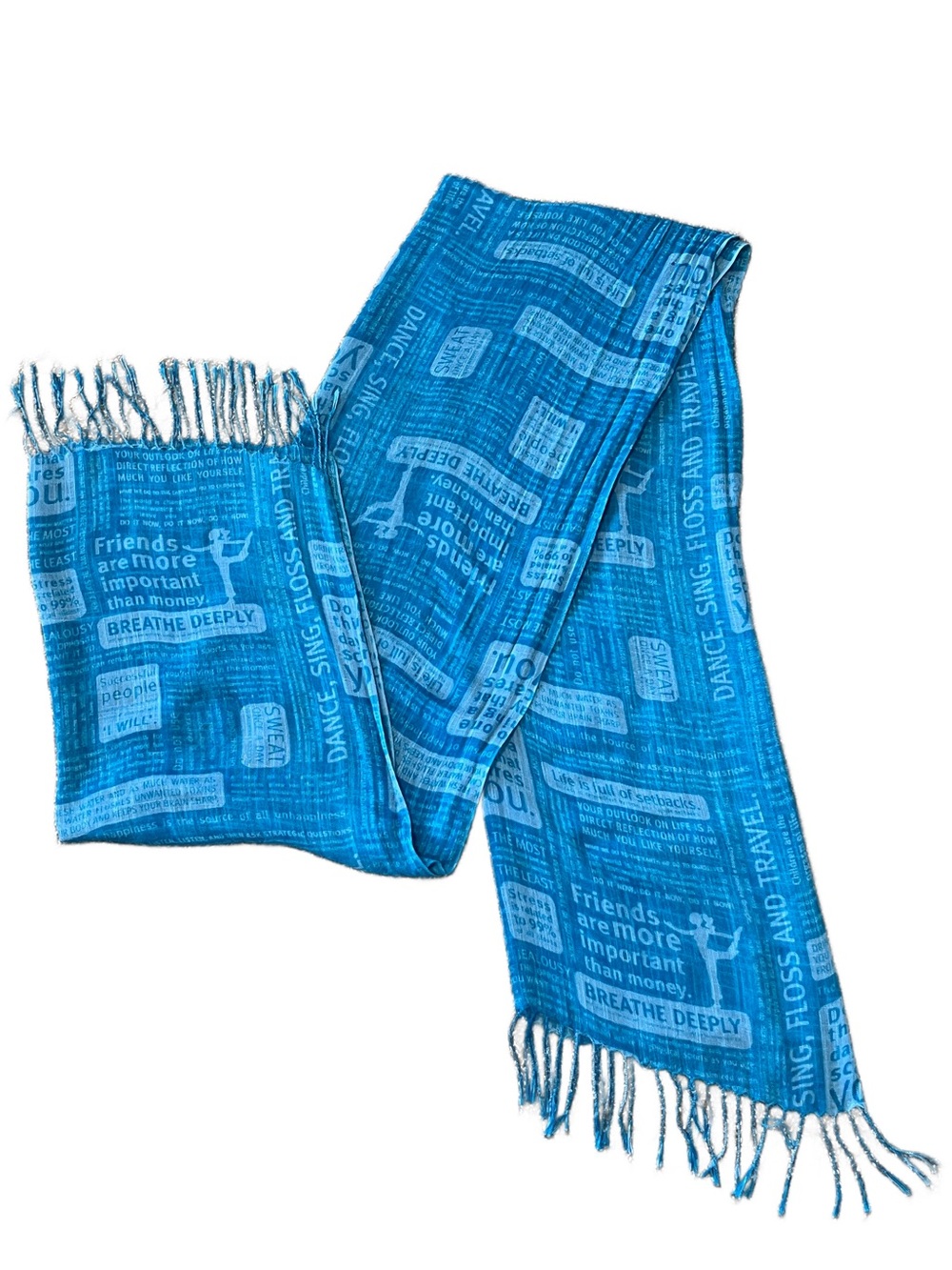 lululemon athletica Manifesto Teal Blue Fringe Scarf